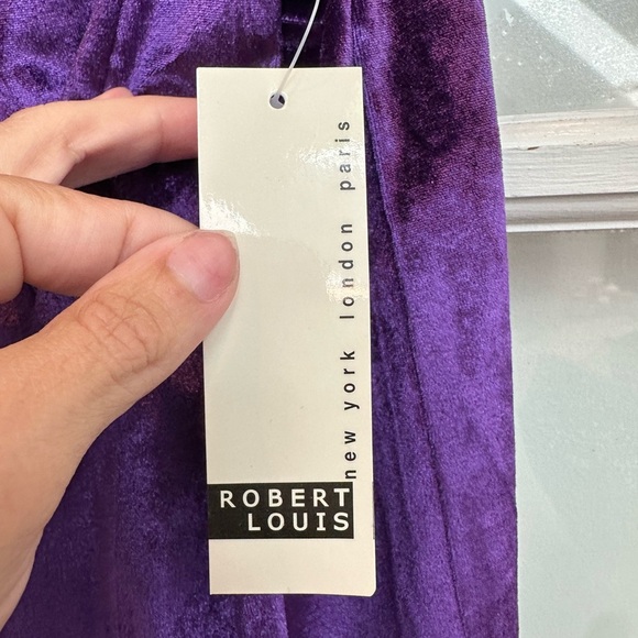 Robert Louis Designer Silk Sasha Purple Velvet Button Up Blouse Size Small S NWT - Picture 8 of 11